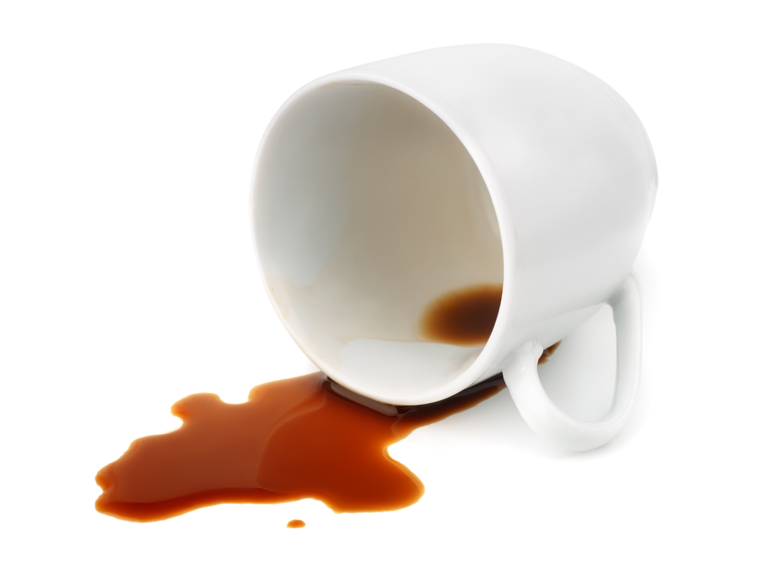 A spilled cup of coffee.